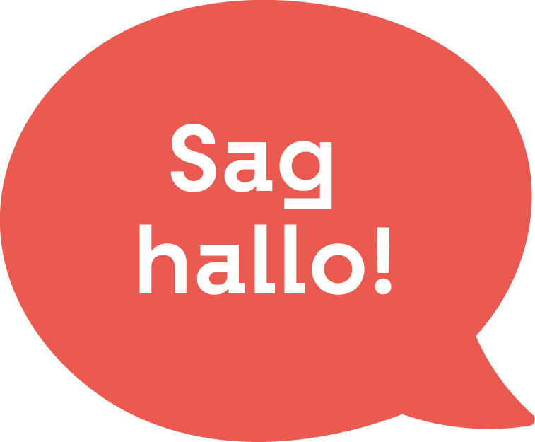 Sprechblase in rot mit einer weißen Aufschrift "Sag Hallo!". Es ist ein Link, welcher zur Kontaktseite der Website führt.